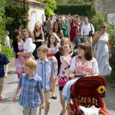 Walking to the church