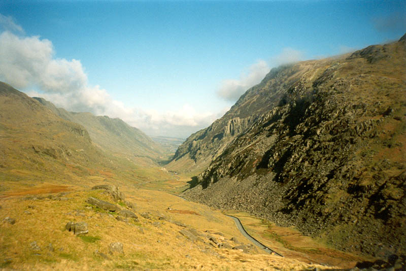Looking down the Pen-y-Pass